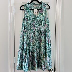 Wonderly Green Floral Sleeveless Dress